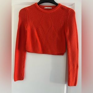 Zara orange knit cropped top only worn once, in perfect shape!